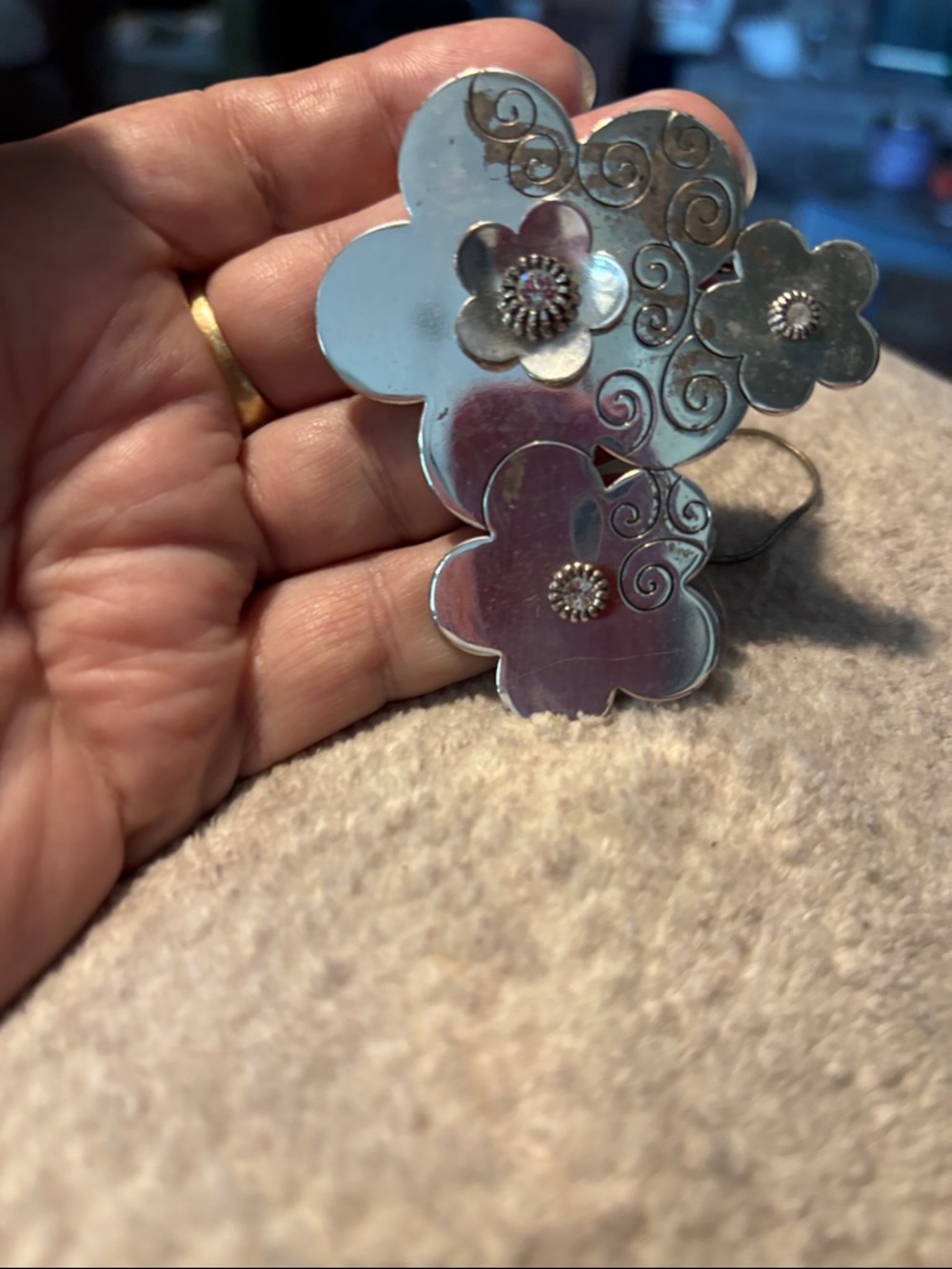 Brighton Silver Floral Cuff Bracelet and Pendant Necklace Set - Picture 4 of 5